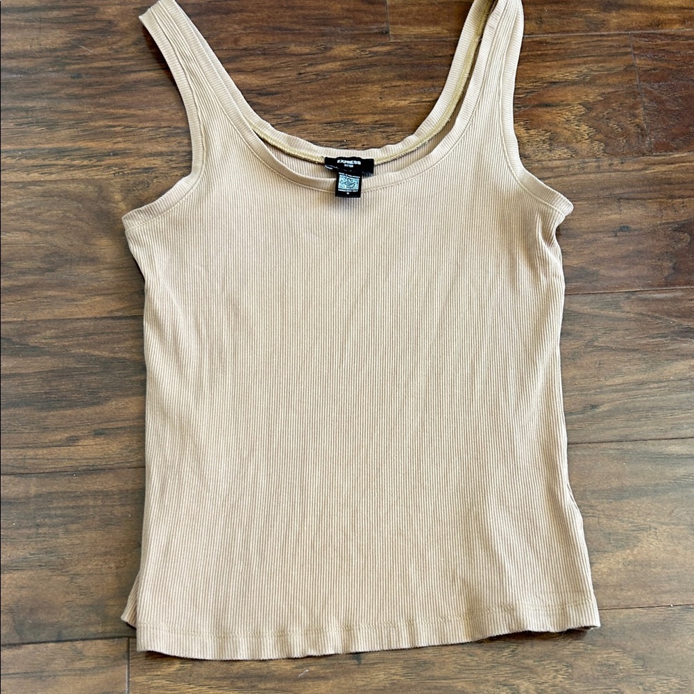Express Tan Ribbed Tank Top - Picture 3 of 3